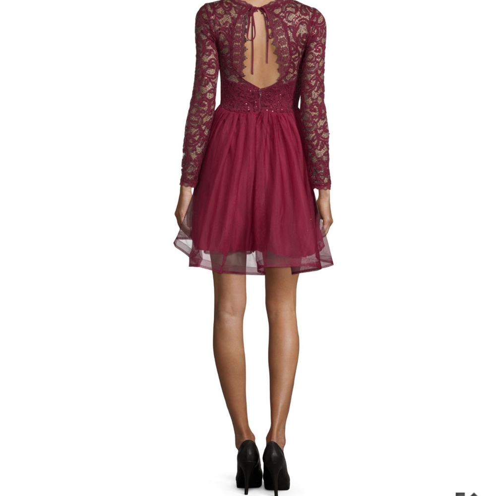 My Michelle Juniors Long Sleeve Merlot Dress - Picture 3 of 6